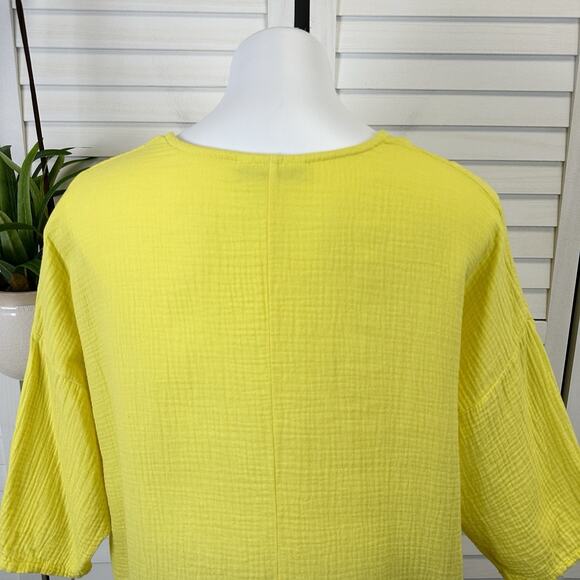 Bryn Walker Bax Tunic Top Yellow Incaberry Cotton Muslin Gauze‎ V-Neck Size XS - Picture 7 of 12
